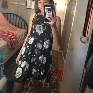 Halter neck floral slip dress